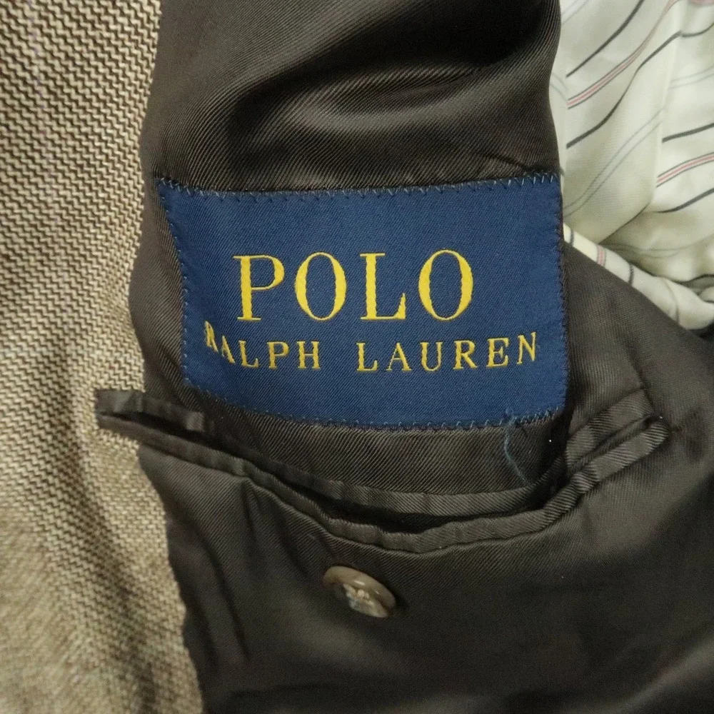 Polo‎ Ralph Lauren Blazer Mens 40R Brown Wool Silk Custom Fit Sport Coat